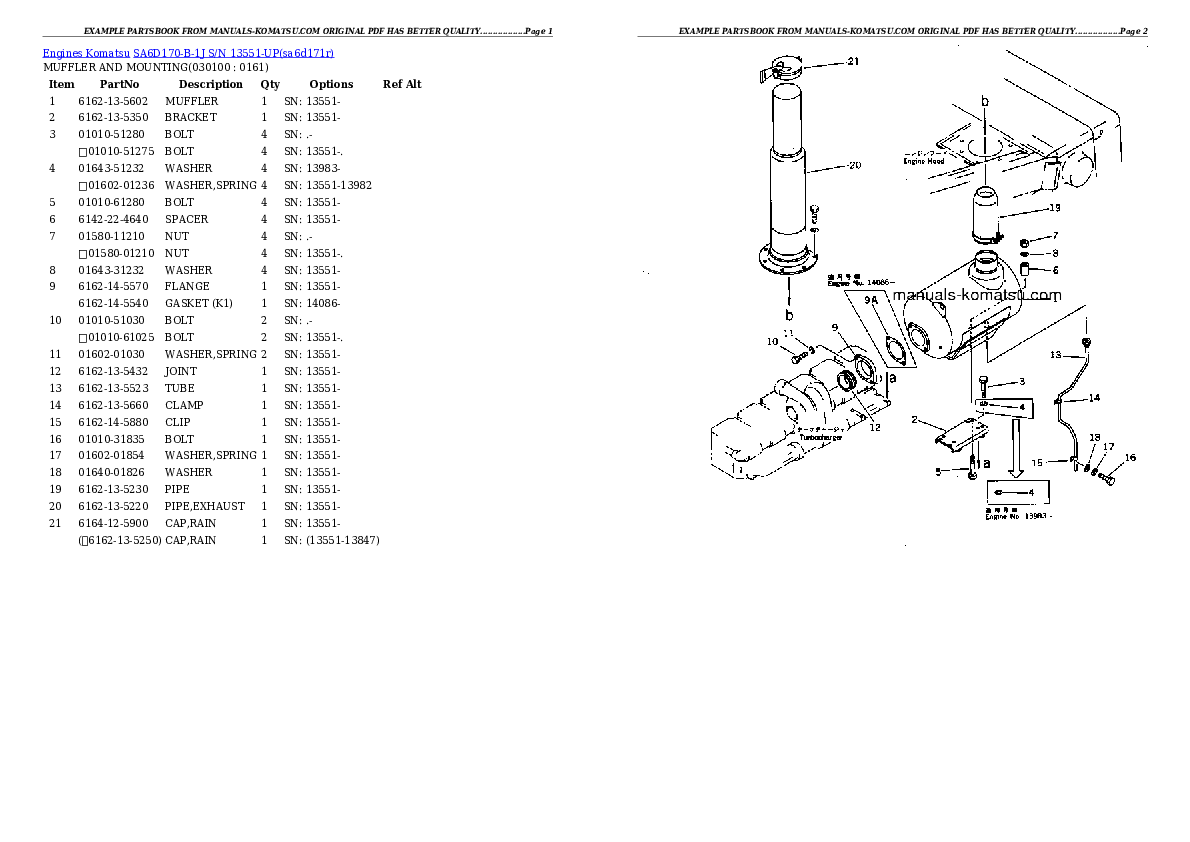 Protected: SA6D170-B-1J S/N 13551-UP Partsbook