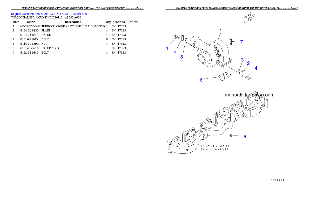 Protected: SA6D170E-2A S/N 17353-UP Partsbook
