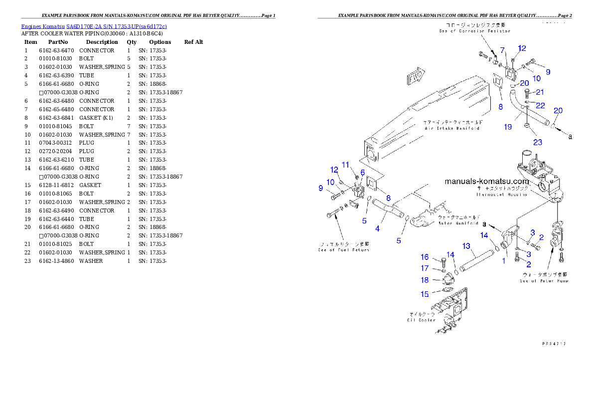 Protected: SA6D170E-2A S/N 17353-UP Partsbook