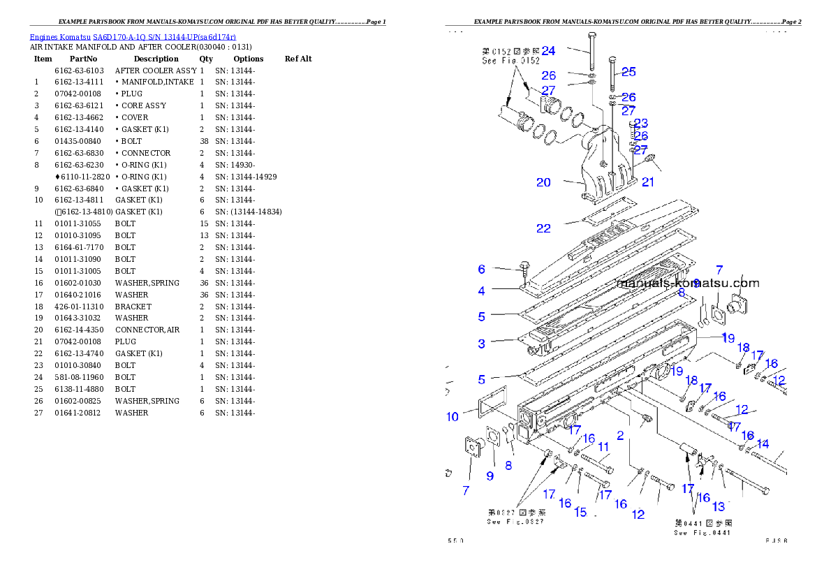Protected: SA6D170-A-1Q S/N 13144-UP Partsbook