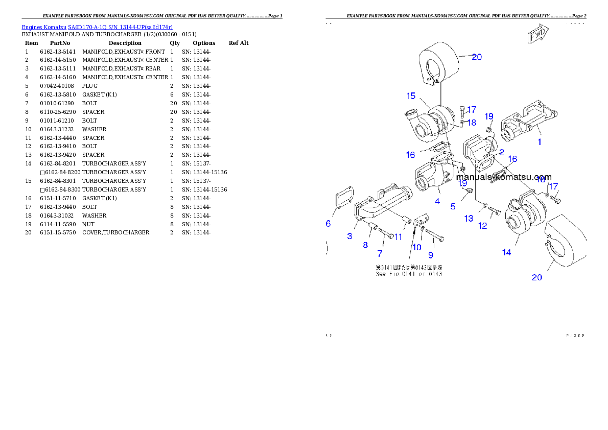 Protected: SA6D170-A-1Q S/N 13144-UP Partsbook