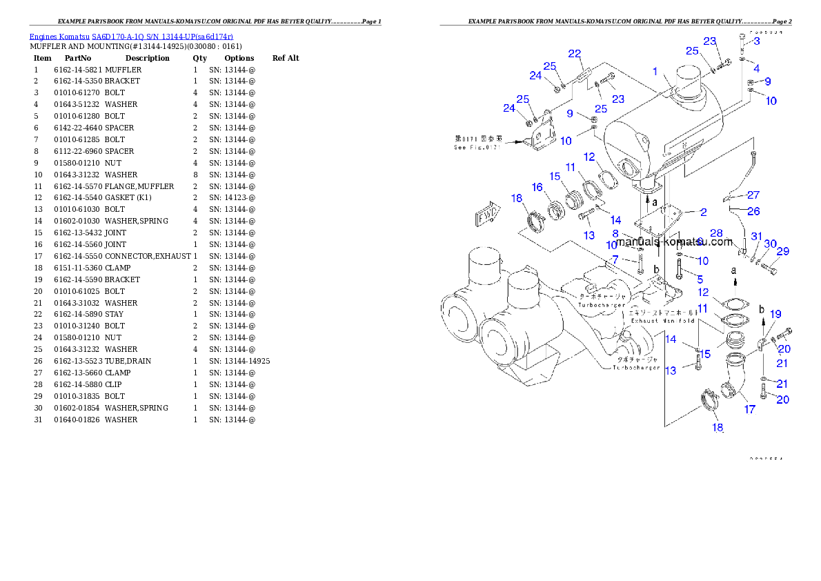 Protected: SA6D170-A-1Q S/N 13144-UP Partsbook