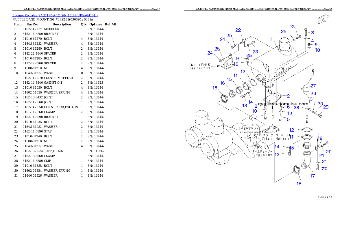 Protected: SA6D170-A-1Q S/N 13144-UP Partsbook