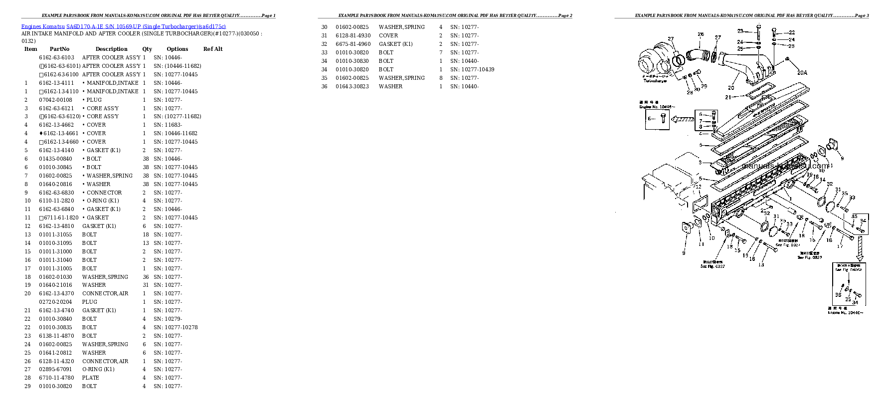 Protected: SA6D170-A-1E S/N 10569-UP (Single Turbocharger) Partsbook