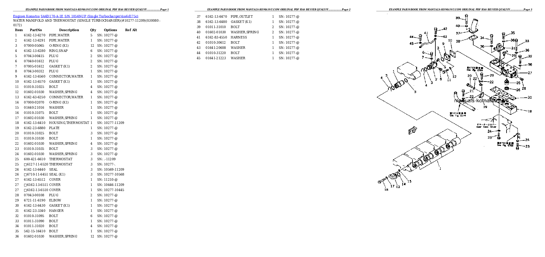 Protected: SA6D170-A-1E S/N 10569-UP (Single Turbocharger) Partsbook