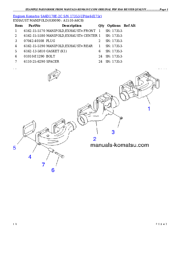 Protected: SA6D170E-2C S/N 17353-UP Partsbook