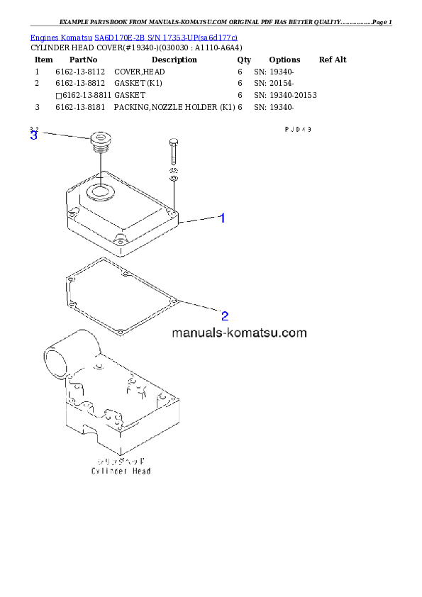 SA6D170E-2B S/N 17353-UP Partsbook