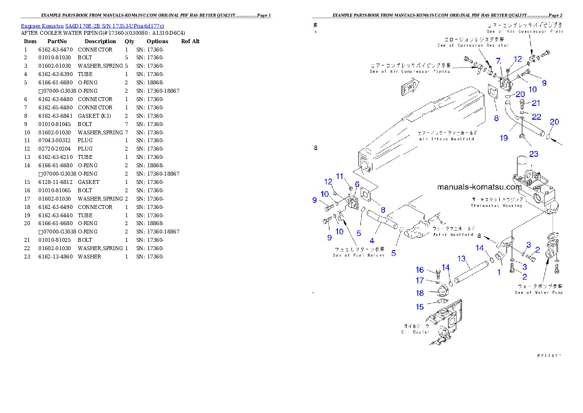 Protected: SA6D170E-2B S/N 17353-UP Partsbook