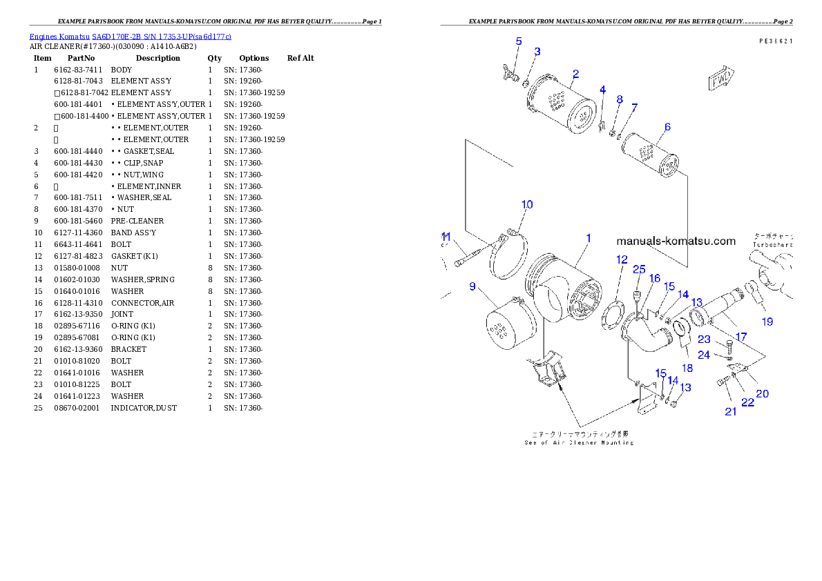 Protected: SA6D170E-2B S/N 17353-UP Partsbook