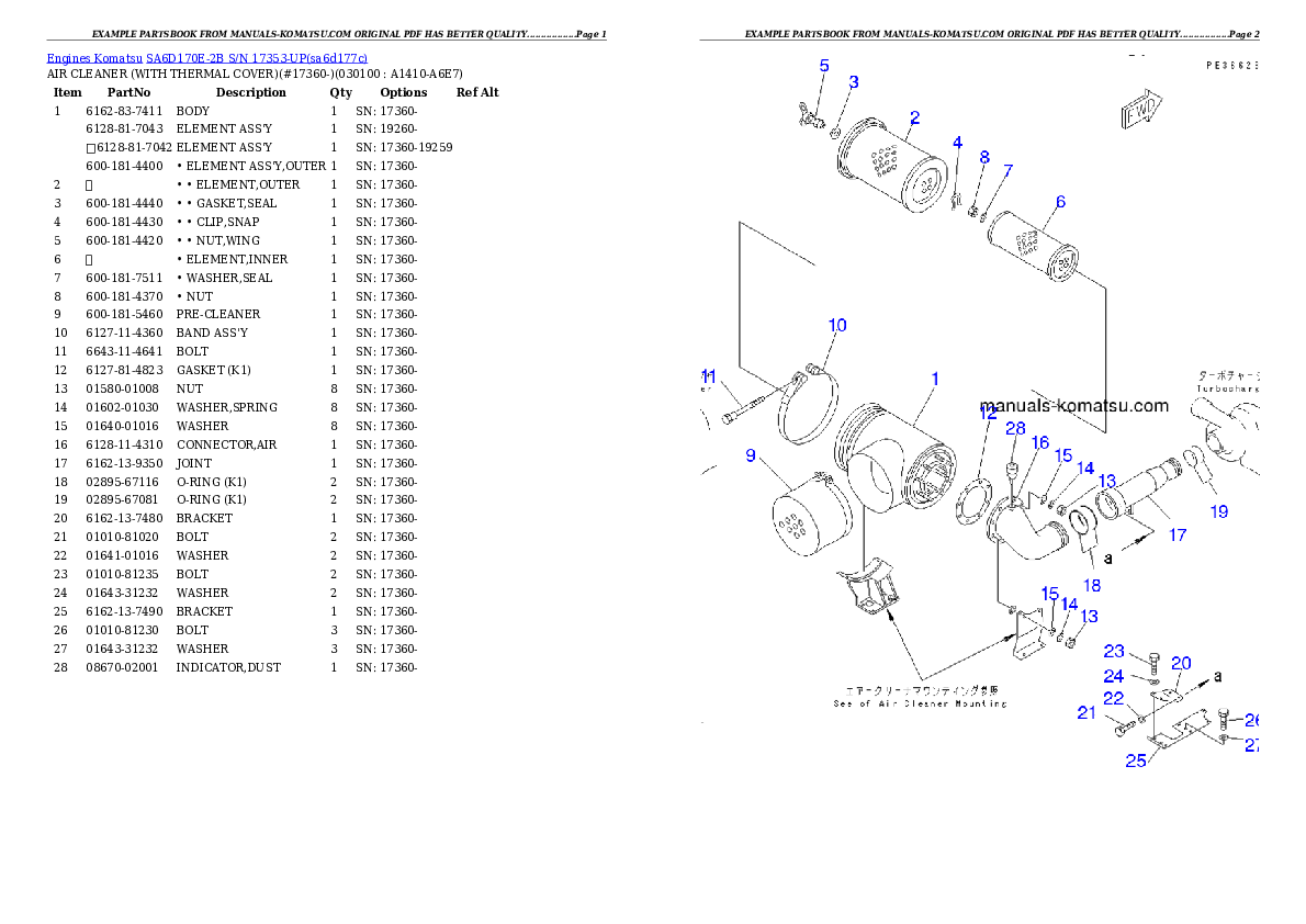 Protected: SA6D170E-2B S/N 17353-UP Partsbook