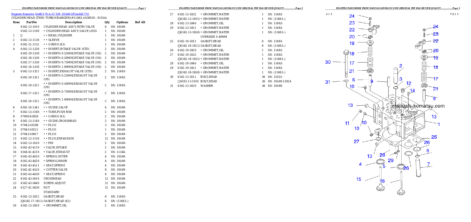 SA6D170-A-1C S/N 10569-UP Partsbook