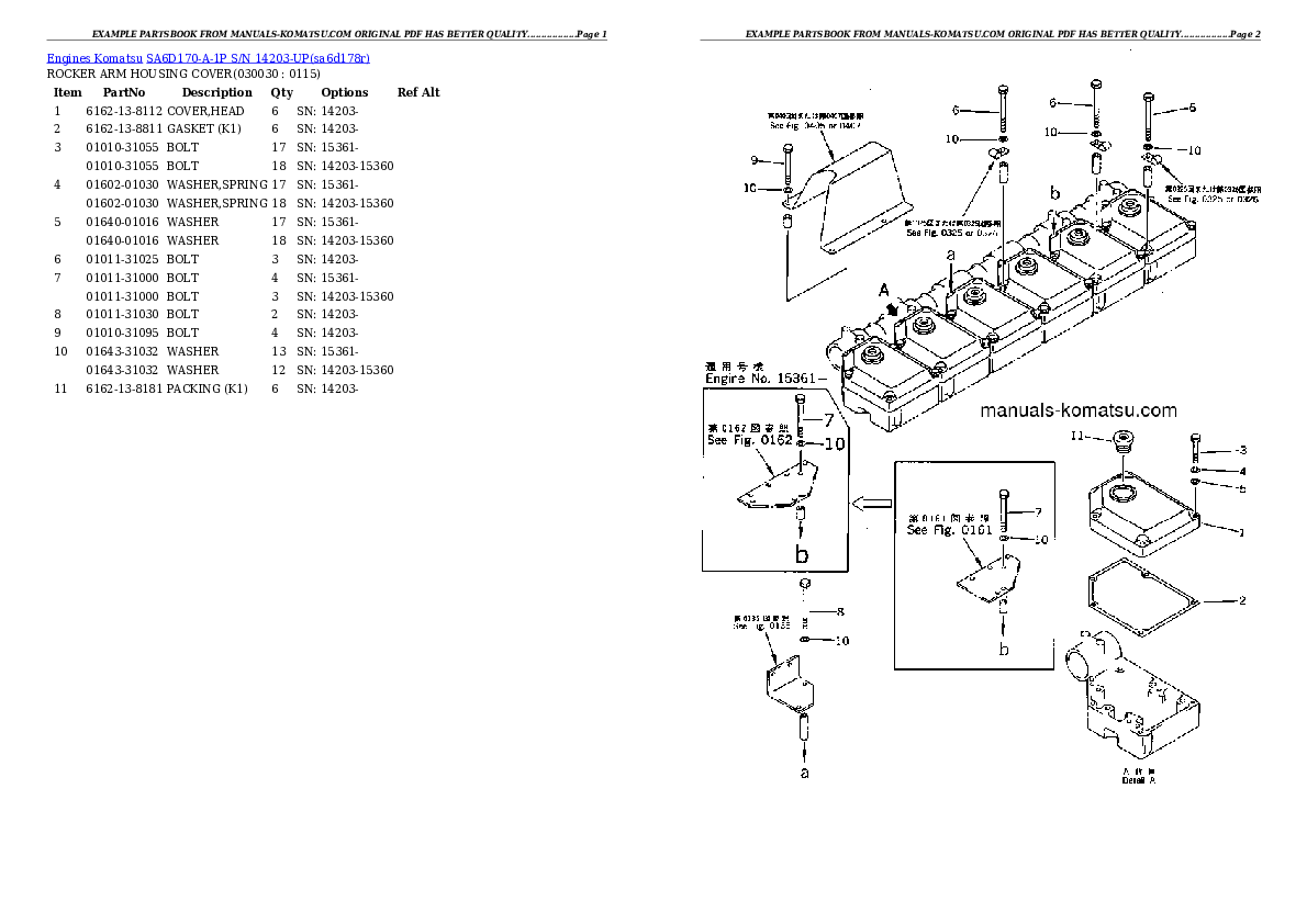 SA6D170-A-1P S/N 14203-UP Partsbook