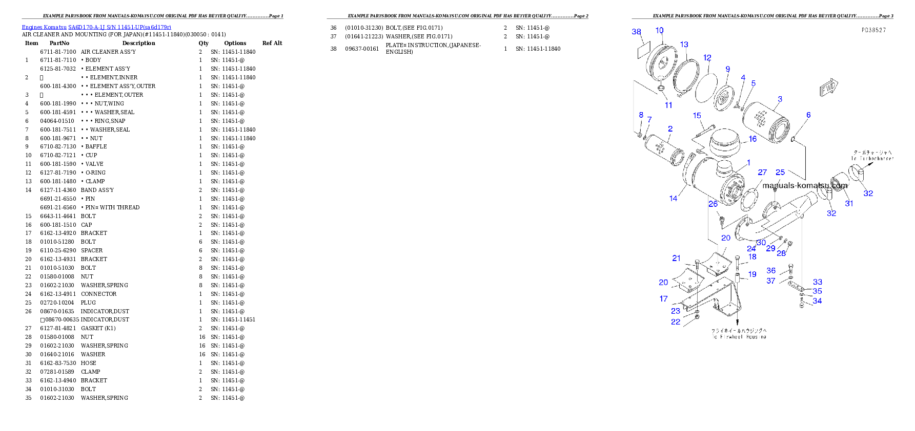 Protected: SA6D170-A-1J S/N 11451-UP Partsbook
