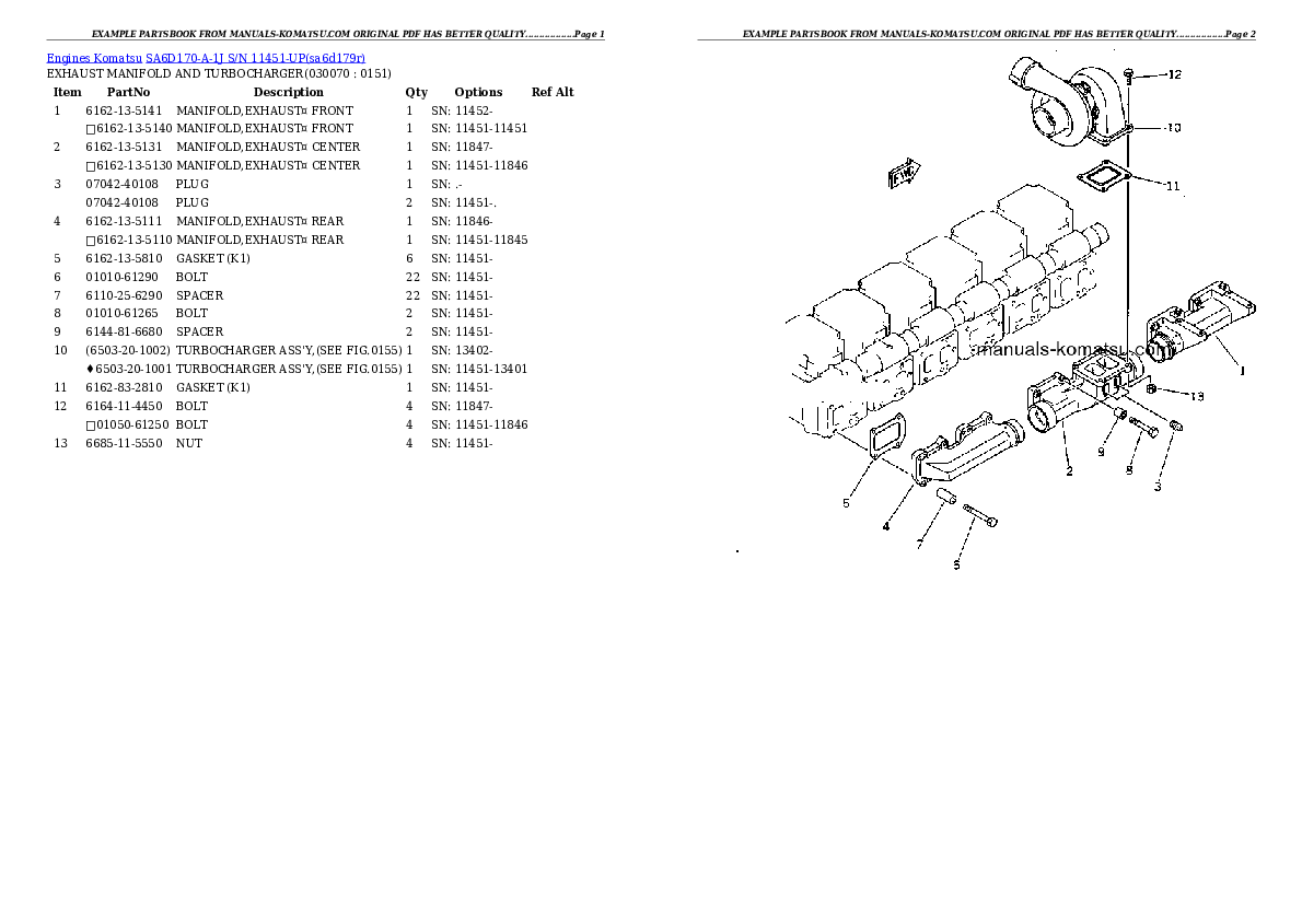 Protected: SA6D170-A-1J S/N 11451-UP Partsbook