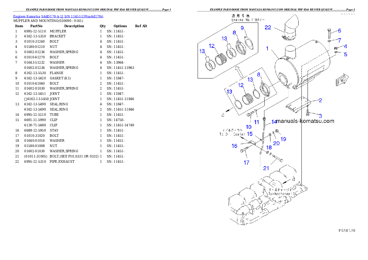Protected: SA6D170-A-1J S/N 11451-UP Partsbook