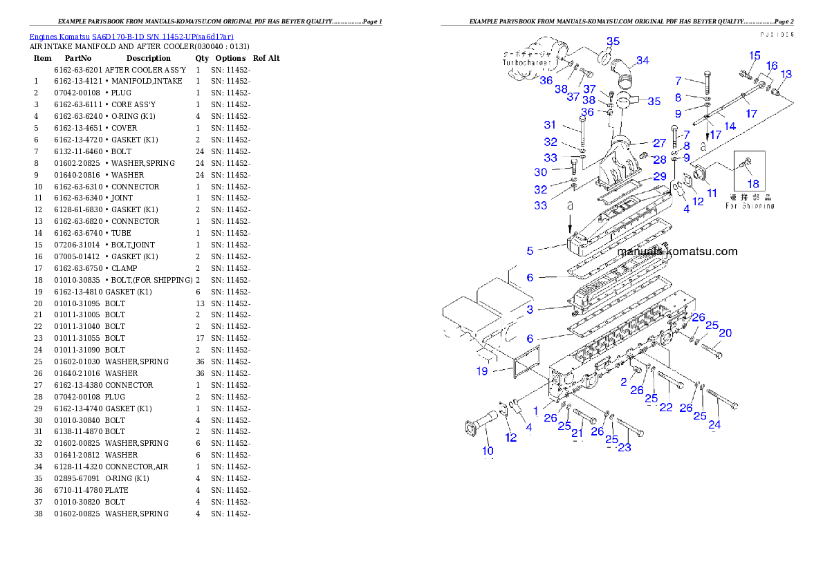 Protected: SA6D170-B-1D S/N 11452-UP Partsbook