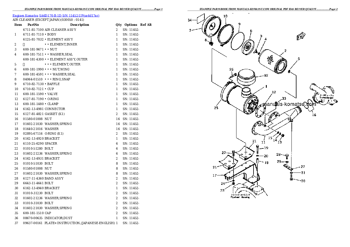 Protected: SA6D170-B-1D S/N 11452-UP Partsbook