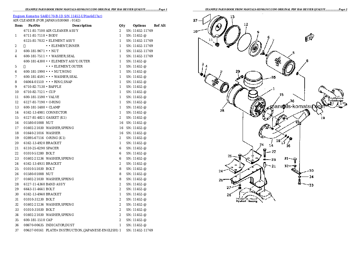 Protected: SA6D170-B-1D S/N 11452-UP Partsbook
