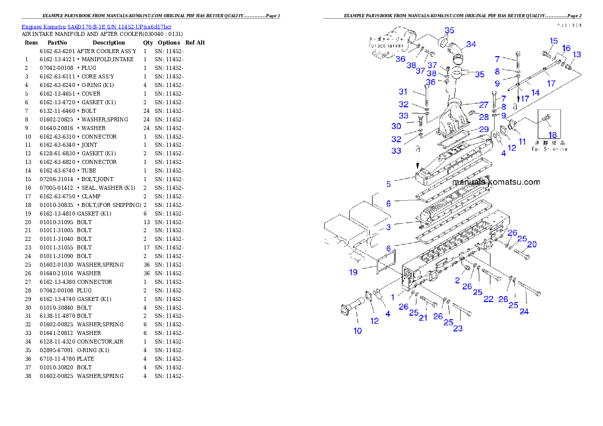 Protected: SA6D170-B-1E S/N 11452-UP Partsbook