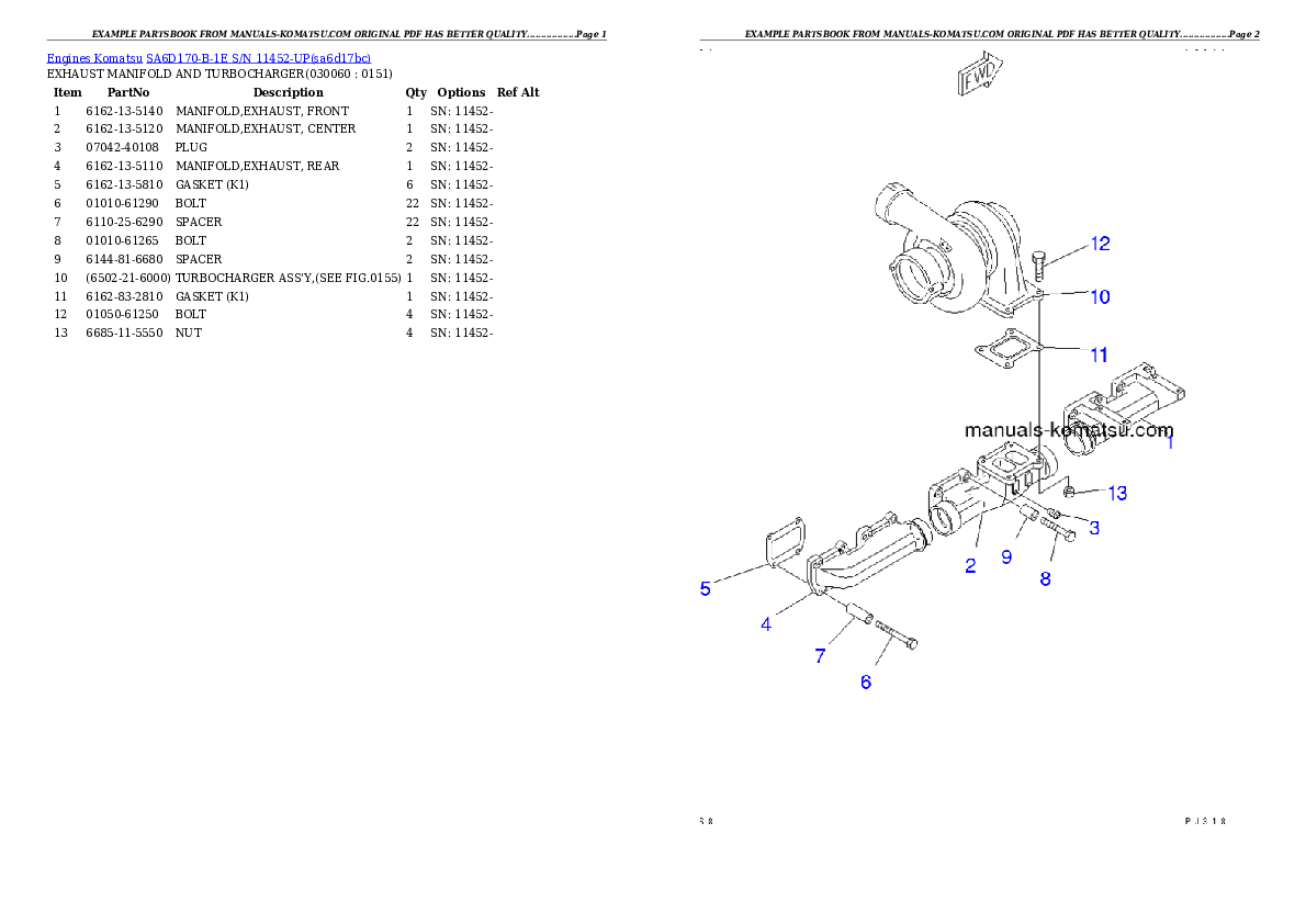 Protected: SA6D170-B-1E S/N 11452-UP Partsbook