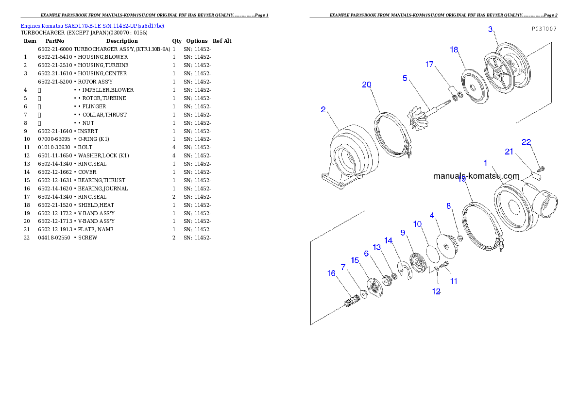 Protected: SA6D170-B-1E S/N 11452-UP Partsbook