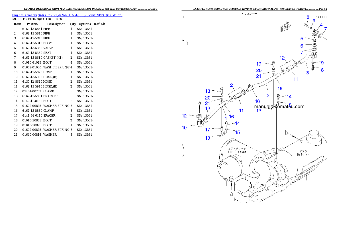 Protected: SA6D170-B-1J-R S/N 13551-UP (-50cent. SPEC.) Partsbook
