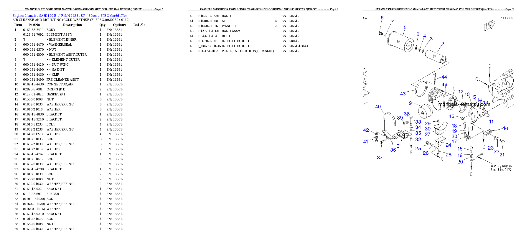 Protected: SA6D170-B-1J-R S/N 13551-UP (-50cent. SPEC.) Partsbook