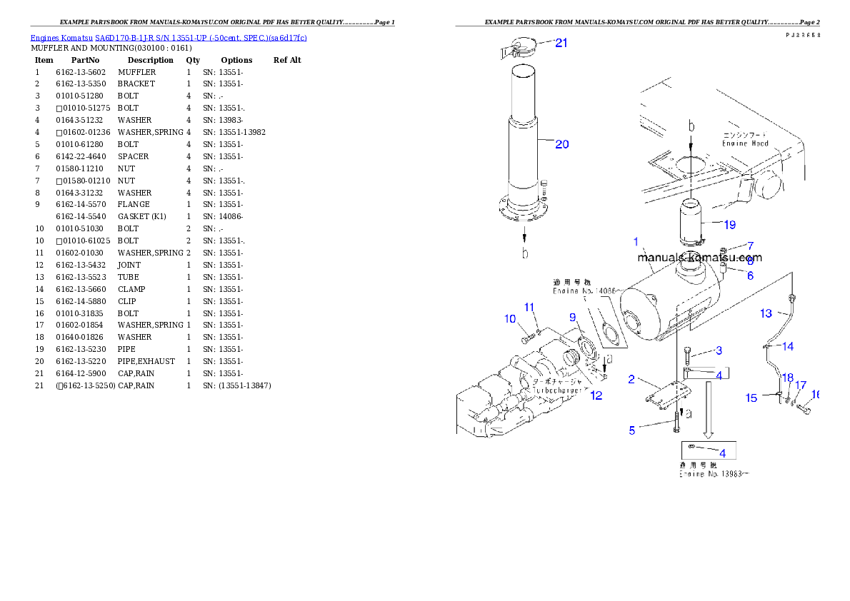 Protected: SA6D170-B-1J-R S/N 13551-UP (-50cent. SPEC.) Partsbook