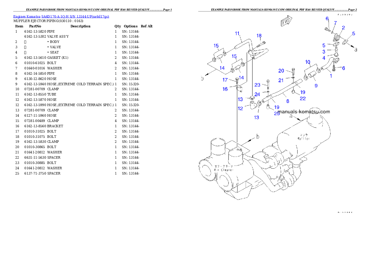 Protected: SA6D170-A-1Q-H S/N 13144-UP Partsbook