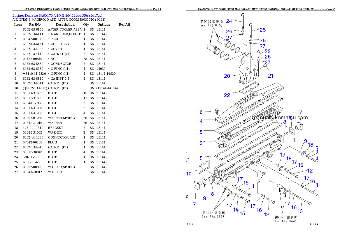 Protected: SA6D170-A-1Q-H S/N 13144-UP Partsbook