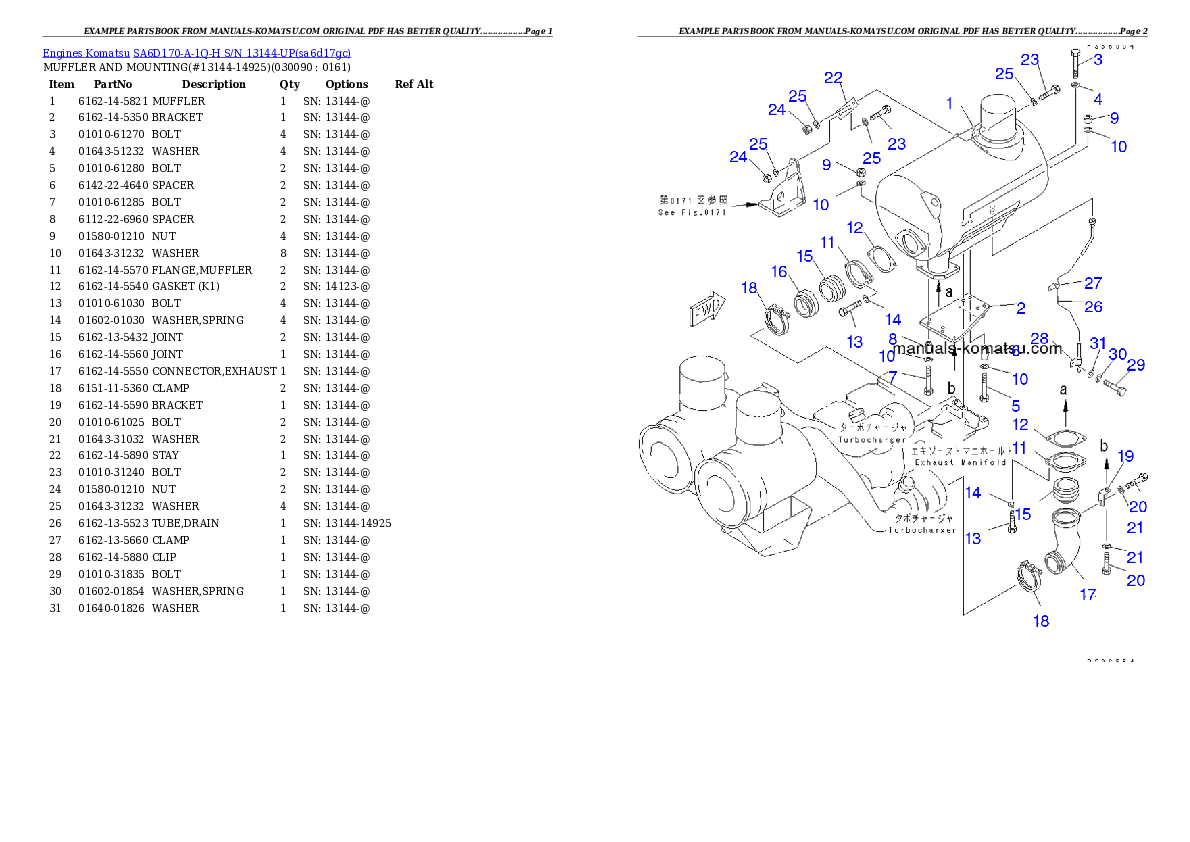 Protected: SA6D170-A-1Q-H S/N 13144-UP Partsbook