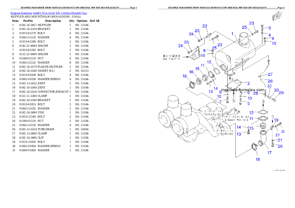 Protected: SA6D170-A-1Q-H S/N 13144-UP Partsbook