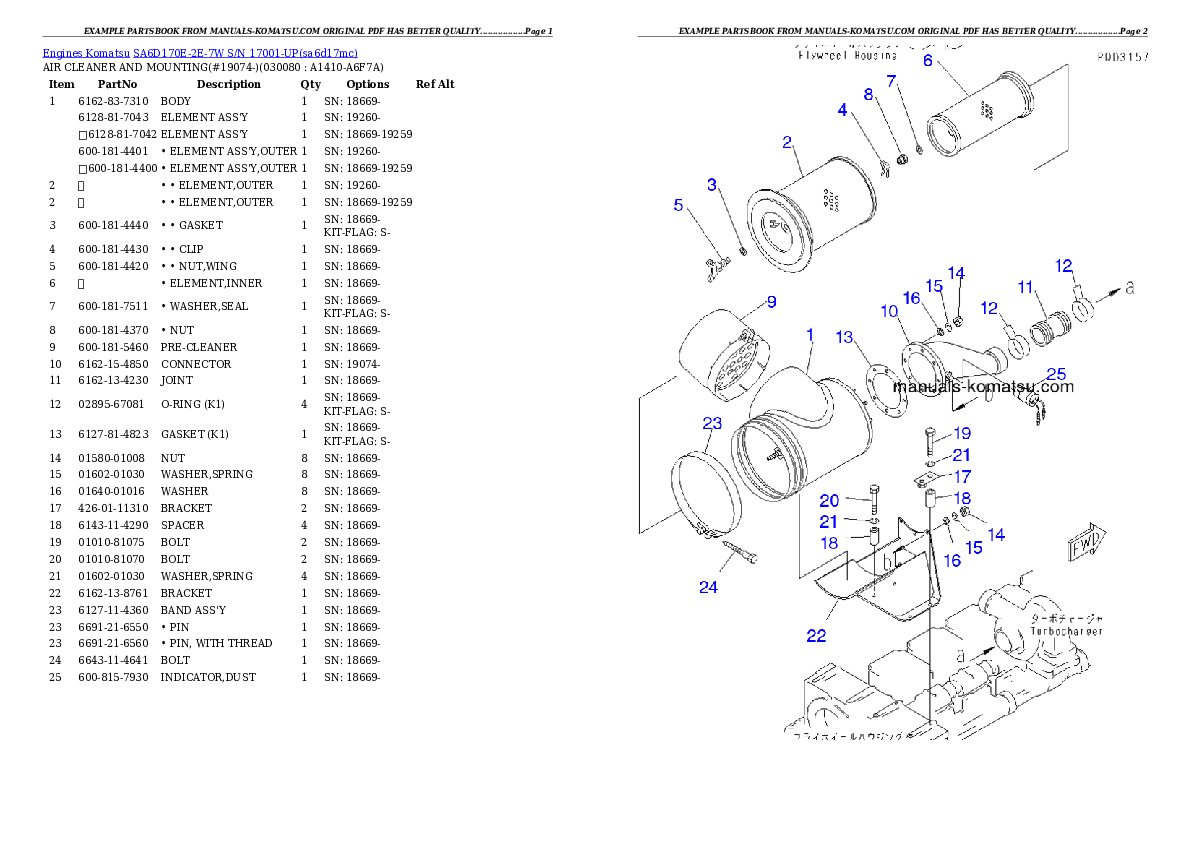 Protected: SA6D170E-2E-7W S/N 17001-UP Partsbook
