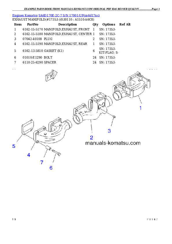 Protected: SA6D170E-2C-7 S/N 17001-UP Partsbook