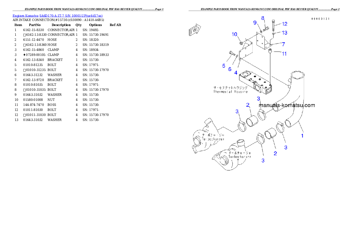 Protected: SA6D170-A-1T-7 S/N 10001-UP Partsbook