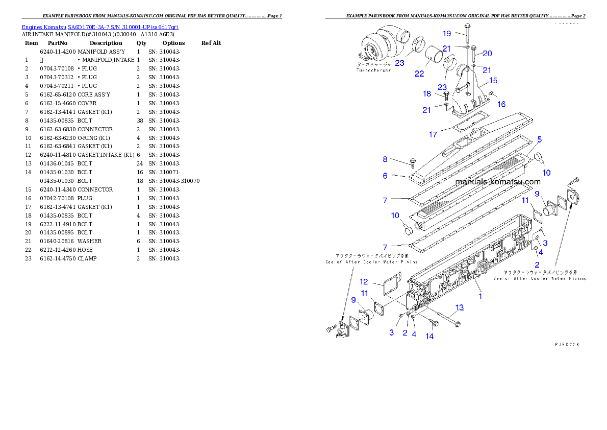 Protected: SA6D170E-3A-7 S/N 310001-UP Partsbook
