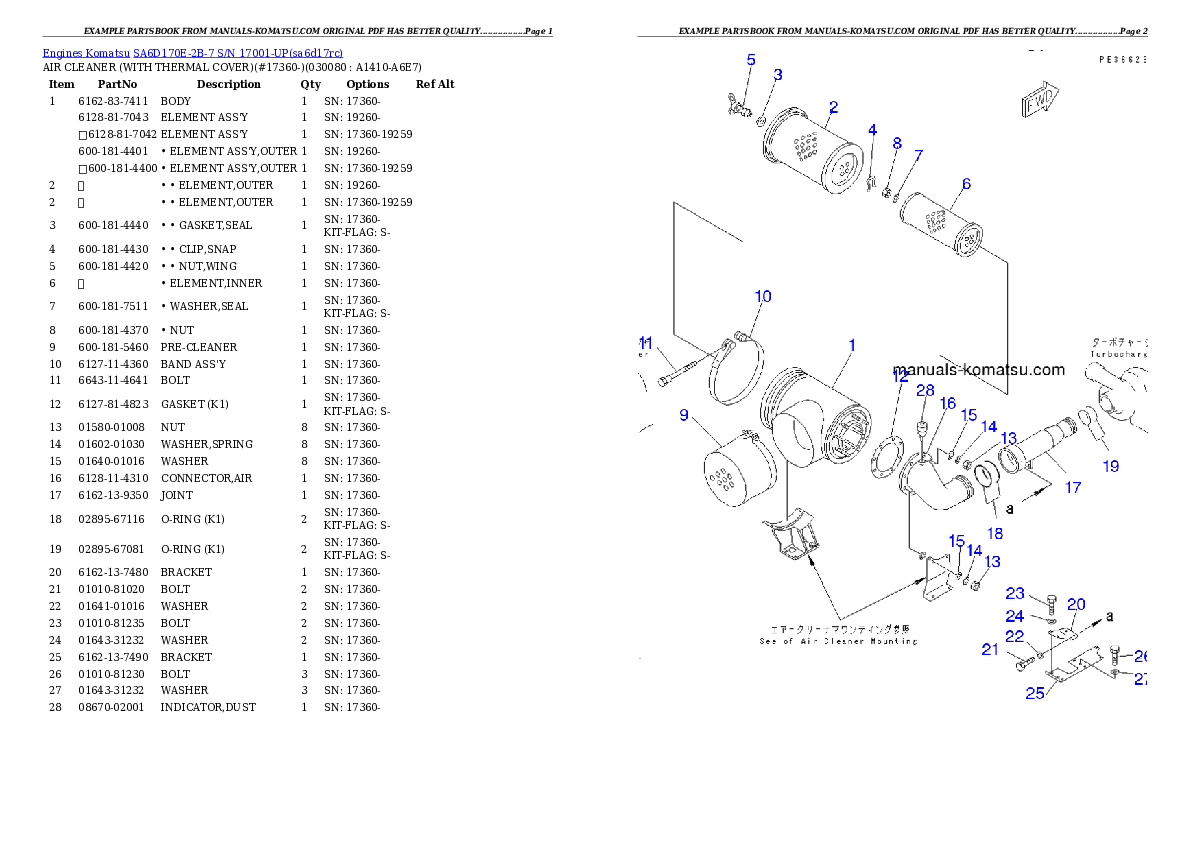 Protected: SA6D170E-2B-7 S/N 17001-UP Partsbook