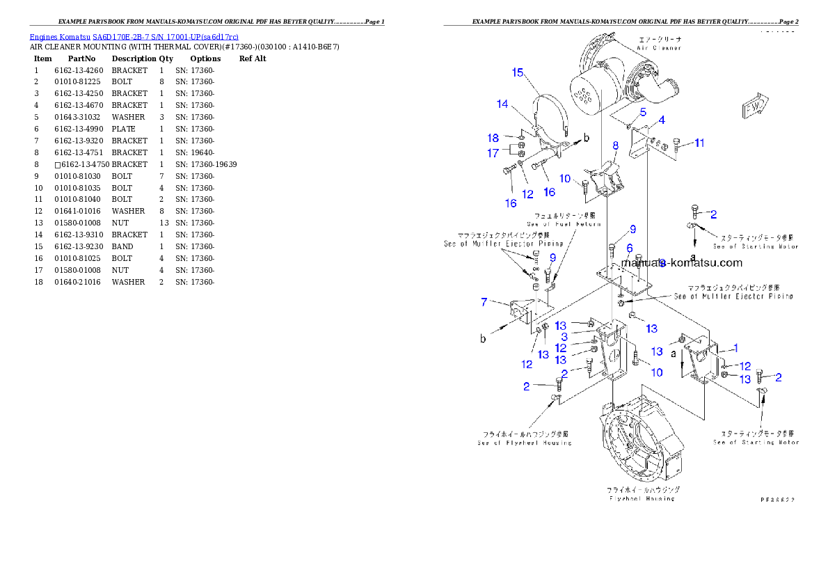 Protected: SA6D170E-2B-7 S/N 17001-UP Partsbook