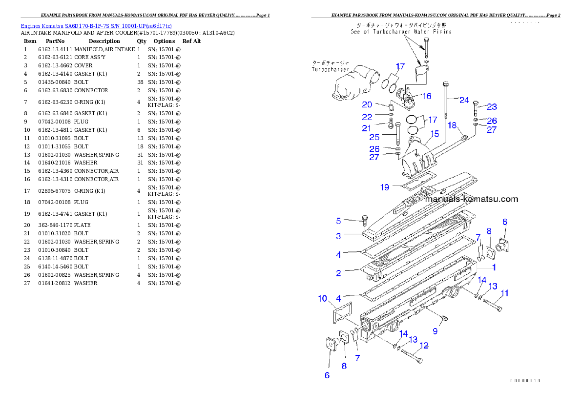 Protected: SA6D170-B-1F-7S S/N 10001-UP Partsbook