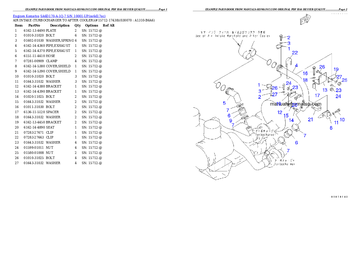 Protected: SA6D170-A-1Q-7 S/N 10001-UP Partsbook