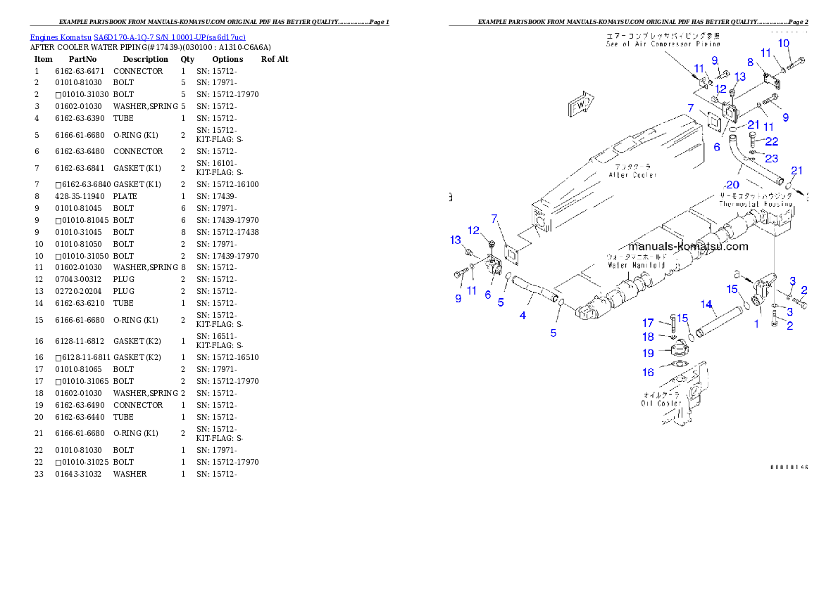 Protected: SA6D170-A-1Q-7 S/N 10001-UP Partsbook