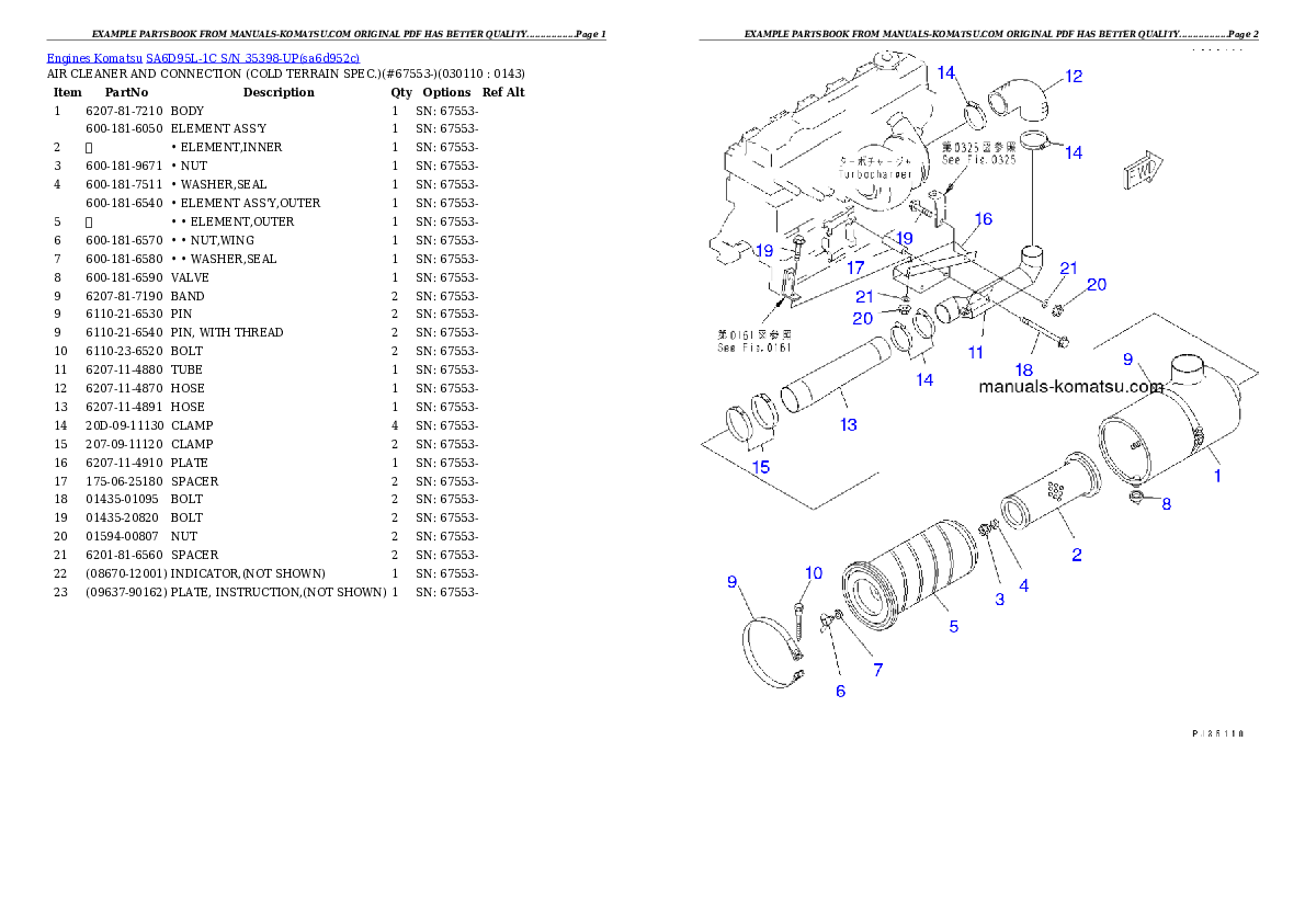 Protected: SA6D95L-1C S/N 35398-UP Partsbook