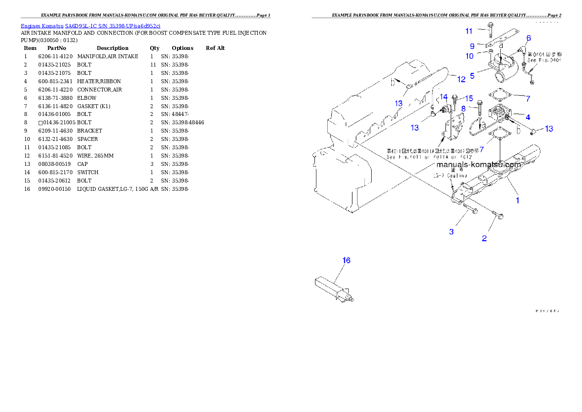 Protected: SA6D95L-1C S/N 35398-UP Partsbook