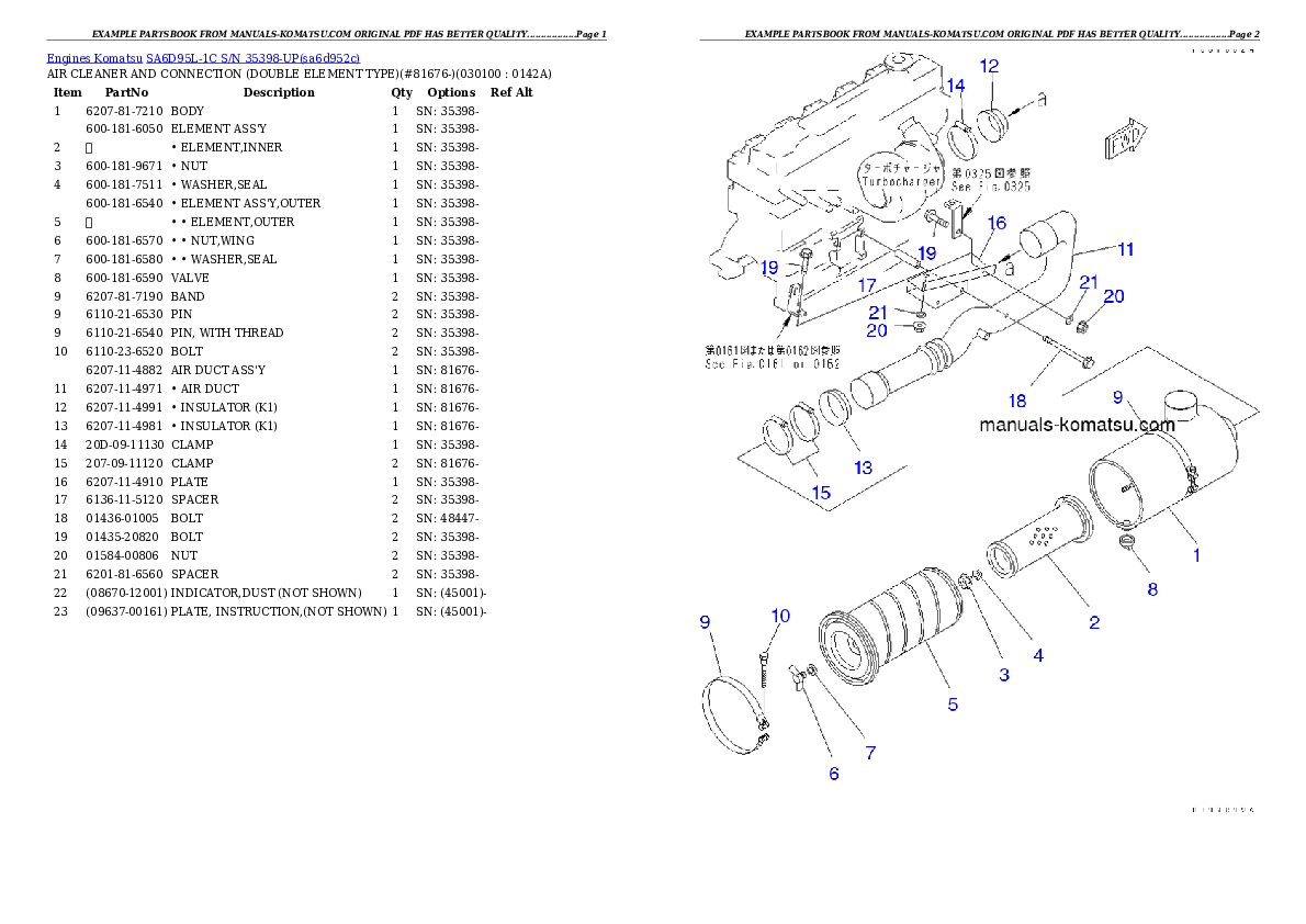 Protected: SA6D95L-1C S/N 35398-UP Partsbook