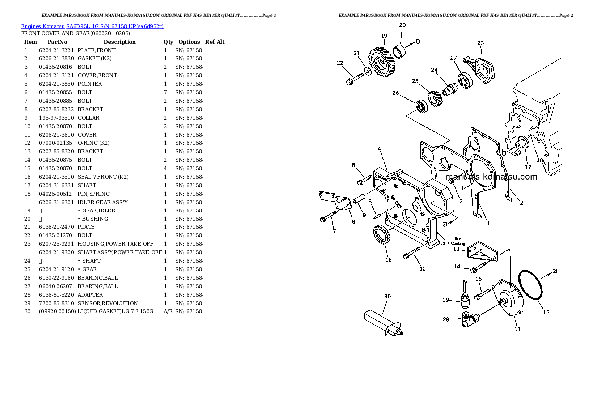 Protected: SA6D95L-1G S/N 67158-UP Partsbook