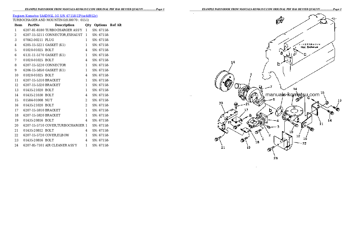 Protected: SA6D95L-1G S/N 67158-UP Partsbook