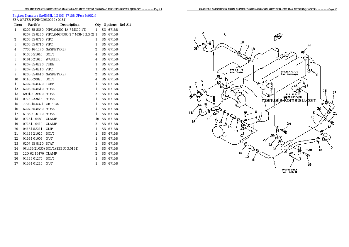 Protected: SA6D95L-1G S/N 67158-UP Partsbook