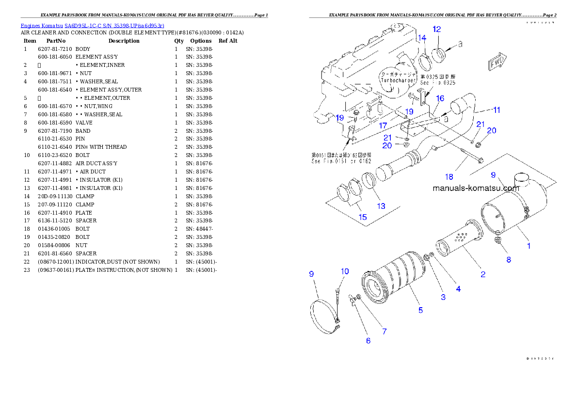 Protected: SA6D95L-1C-C S/N 35398-UP Partsbook