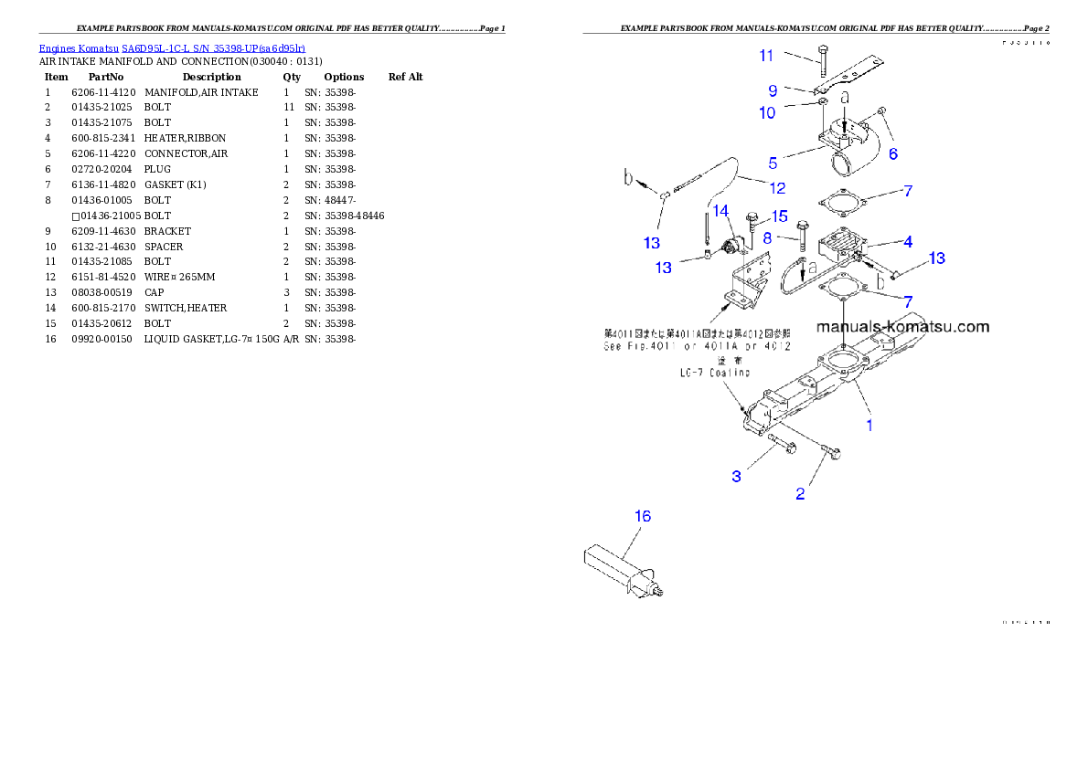 Protected: SA6D95L-1C-L S/N 35398-UP Partsbook