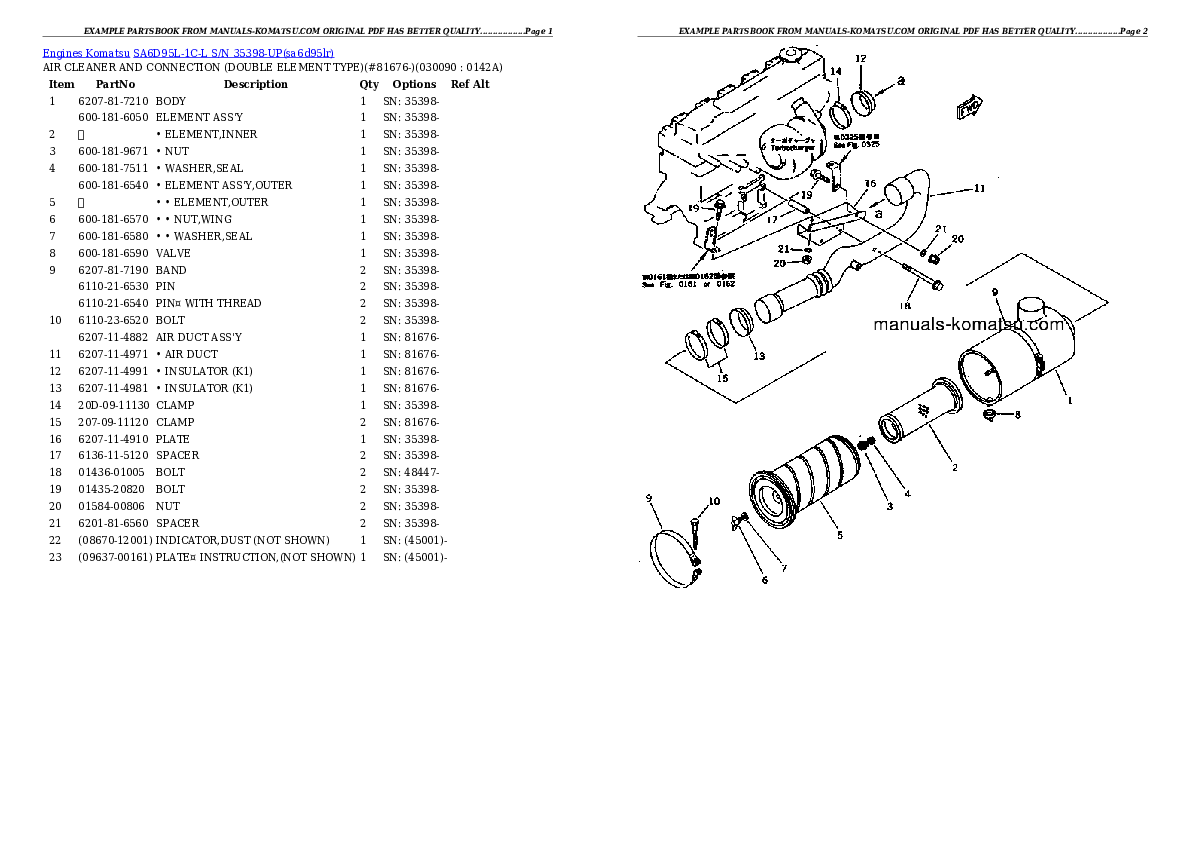Protected: SA6D95L-1C-L S/N 35398-UP Partsbook